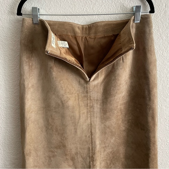 Eddie Bauer Vintage Suede Genuine Leather Tan Maxi Skirt Size 12 - Picture 6 of 15